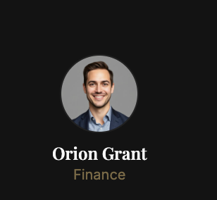 Portrait of Orion Grant, your personal AI Chief Financial Officer